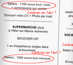 Exemples de salaire brut à convertir en net