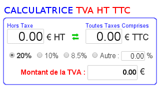 Calculatrice de tva ht ttc