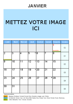 Calendrier Mensuel Remplissable de l'Année 2023 avec dimanche