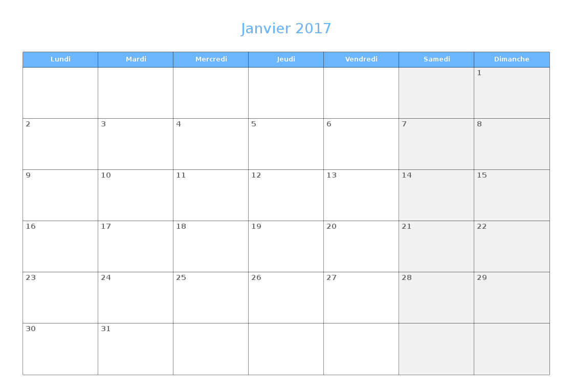 Calendrier du mois vierge