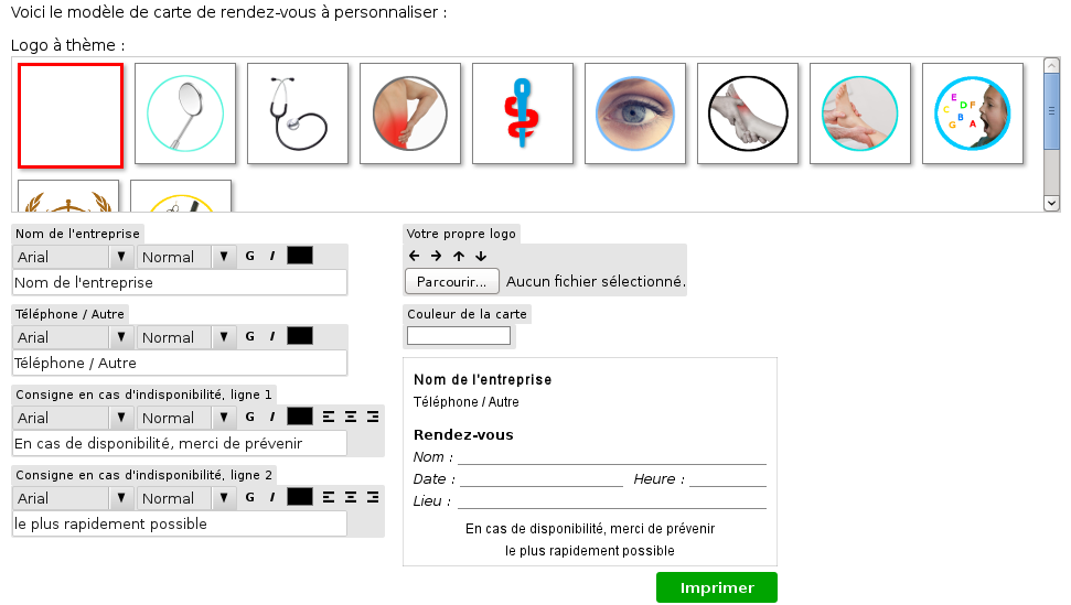 Modèle de carte de rendez-vous à personnaliser