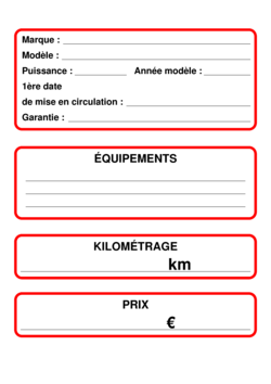 Une pancarte de voiture à vendre