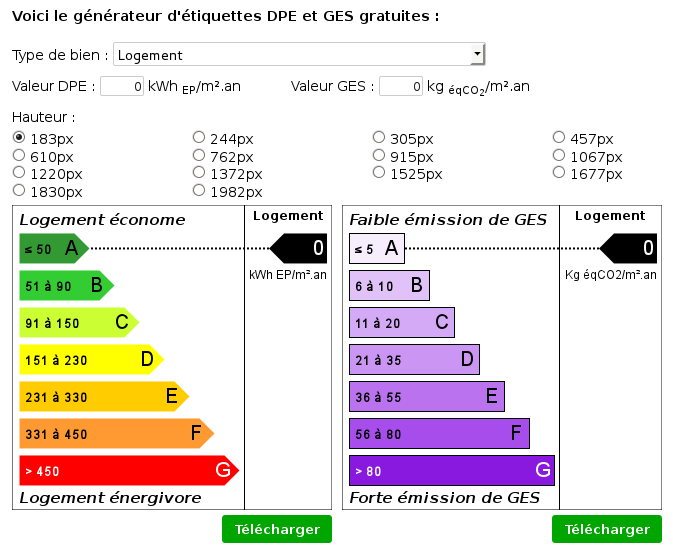 Générateur d'étiquettes DPE et GES gratuites