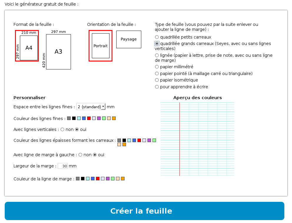 Feuilles de papier ministre - A3 - ligné